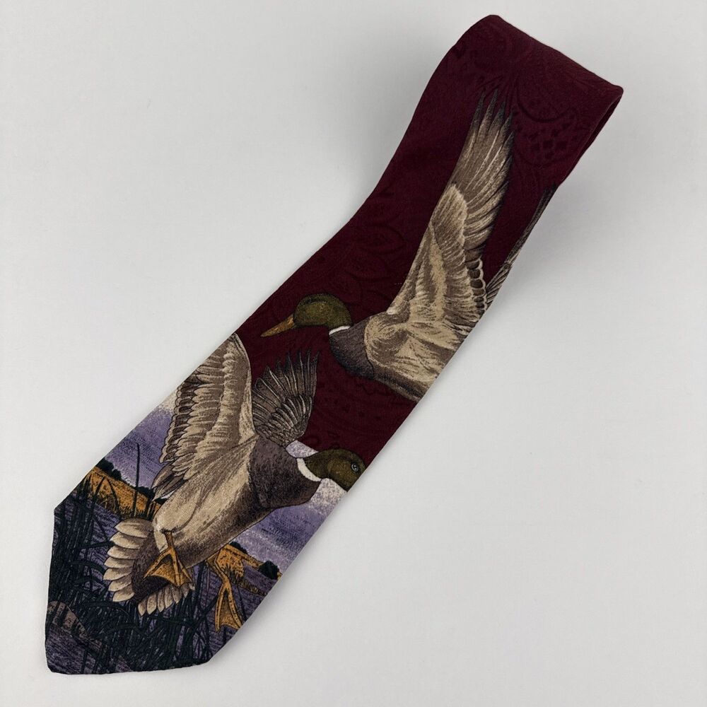 Vintage Robert Talbott Jacobson’s Duck Mallard Silk Necktie Hand Sewn USA made